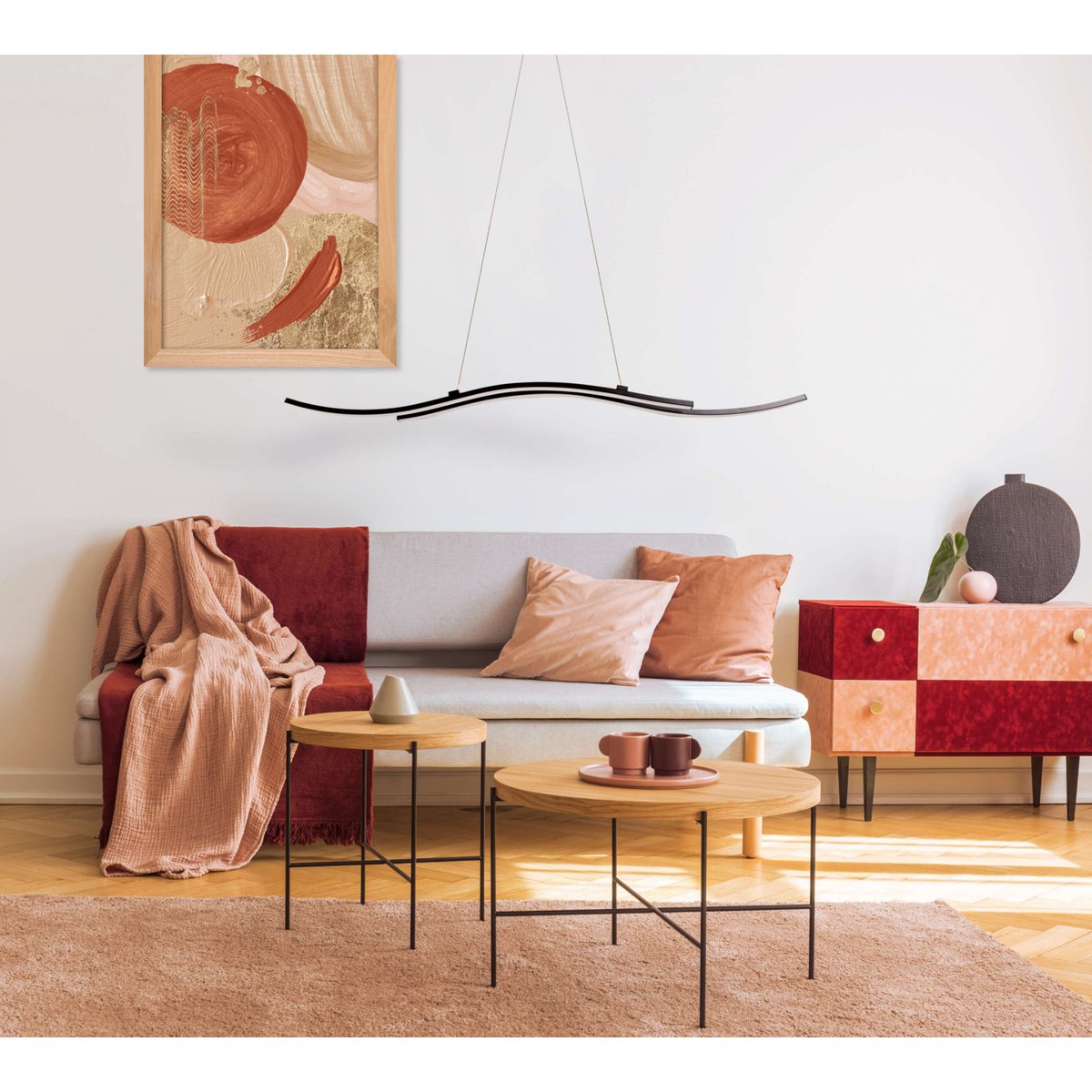 LED Hanglamp Onda Zwart - 96 cm