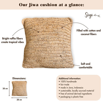 Sierkussen Jiwa Raffia Beige - 40x40 cm