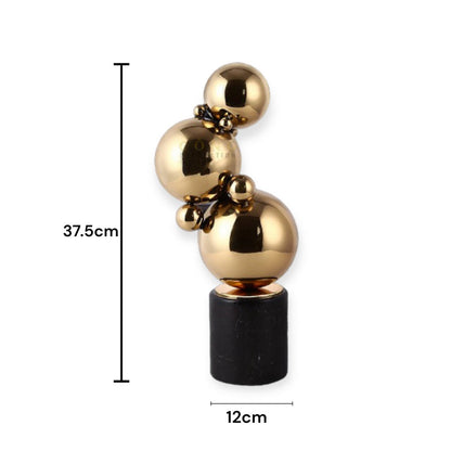 Marmer en messing sculpturen zwart/goud (set van 2)