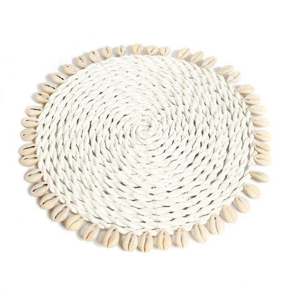 Zeegras pannenonderzetter Shell pan coaster wit - OutHome
