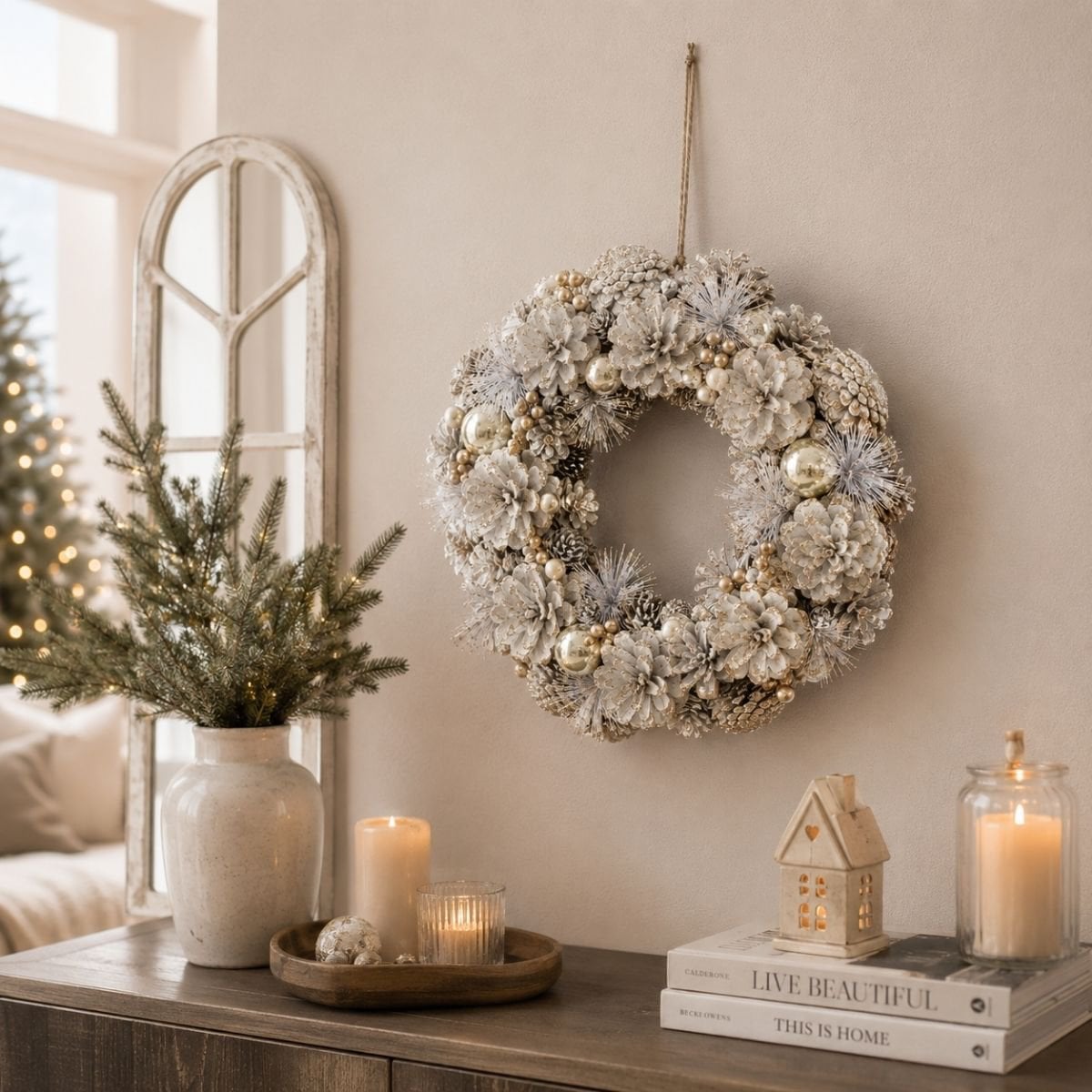 Kerstkrans Hanley Wit