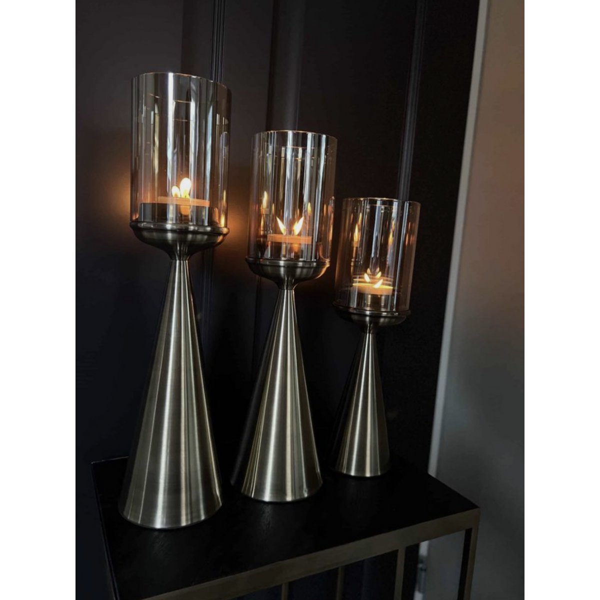 Glazen kandelaar M goud - 45 cm