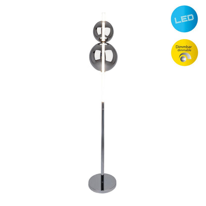 LED Vloerlamp Nova Dimbaar Chroom/Rookglas - 150 cm