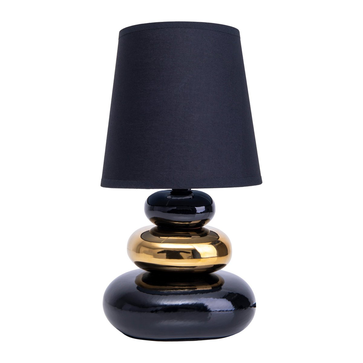 Keramische Tafellamp Stoney Zwart/Goud - 31 cm (E14)