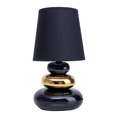 Keramische Tafellamp Stoney Zwart/Goud - 31 cm (E14)