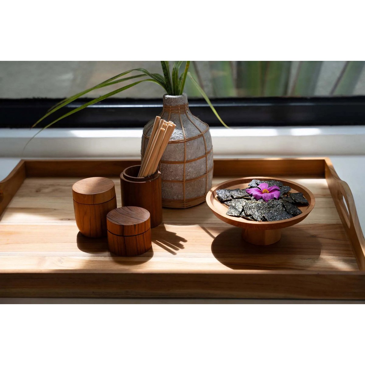 Teakhouten gebaksbord Teak root naturel - 20 cm - OutHome