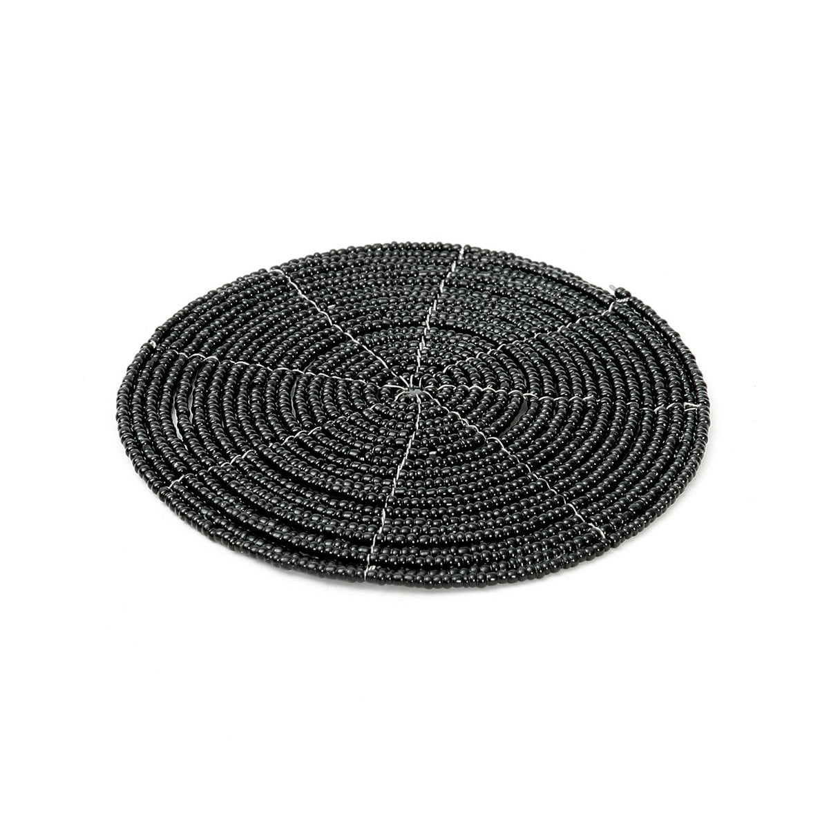 Kralen onderzetter Beaded zwart - 10 cm - OutHome