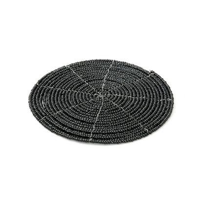 Kralen onderzetter Beaded zwart - 10 cm - OutHome