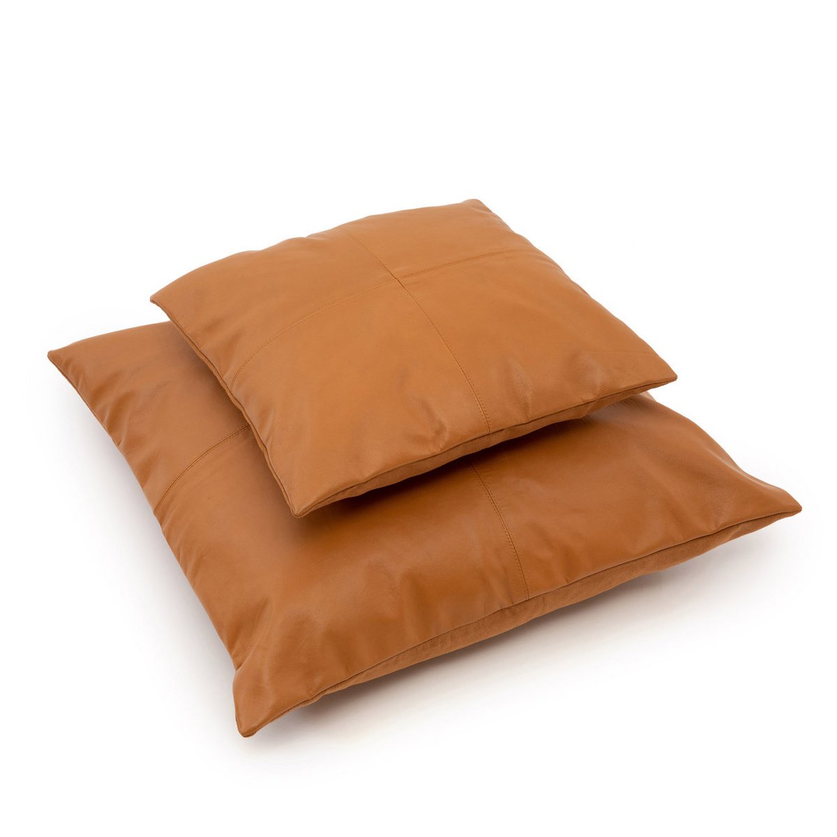 Leren kussenhoes Vierpaneel camel - 40x40 cm