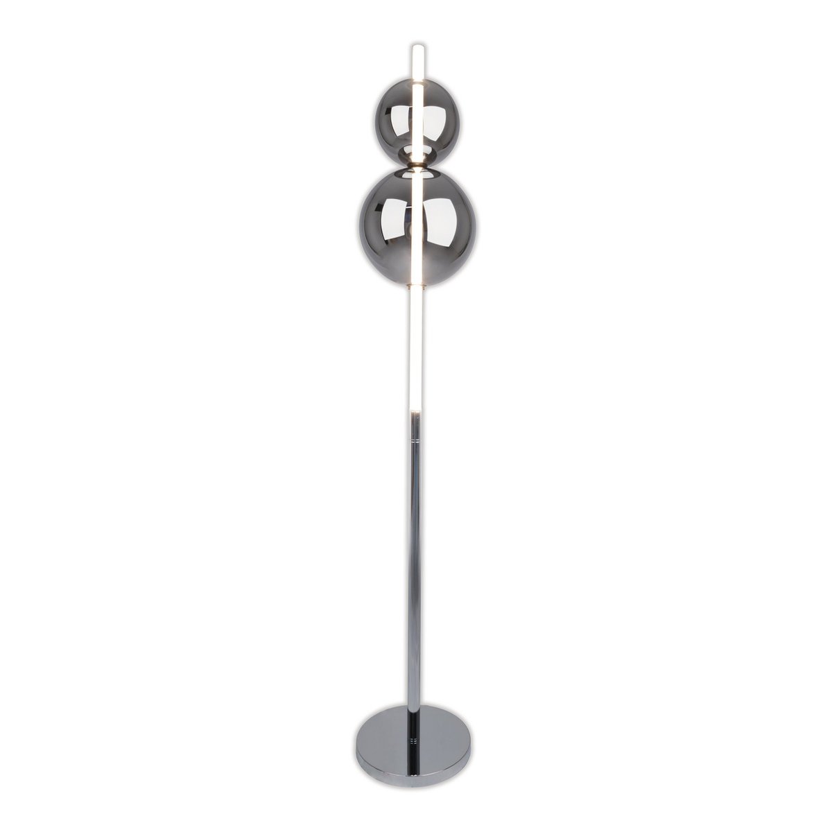 LED Vloerlamp Nova Dimbaar Chroom/Rookglas - 150 cm