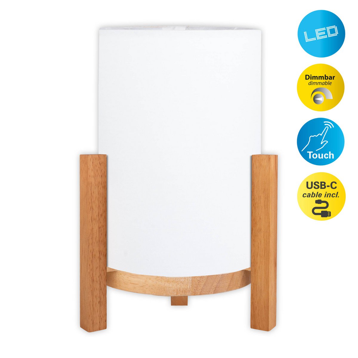 Acculamp Madita Wit/Naturel Touch - 32 cm (Dimbaar)
