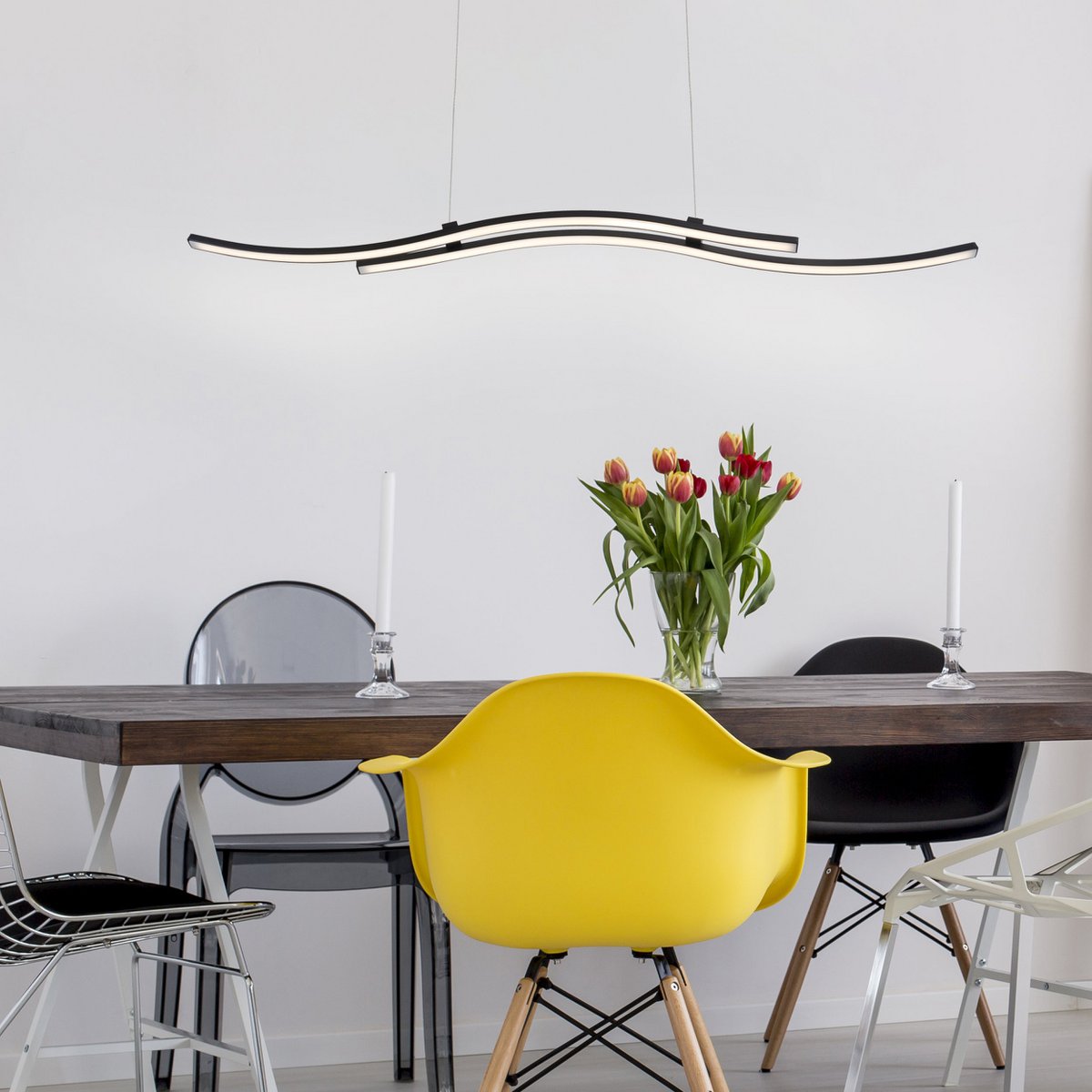 LED Hanglamp Onda Zwart - 96 cm