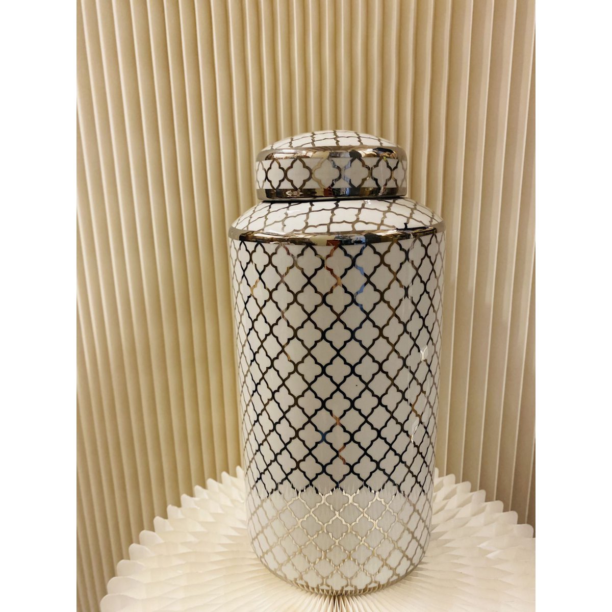 Keramische pot Mini wit/goud - 30 cm
