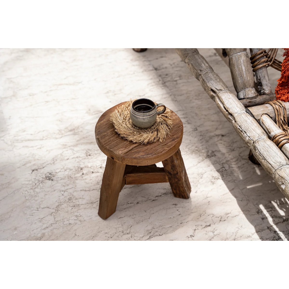 Raffia onderzetter Fringe natuurlijk