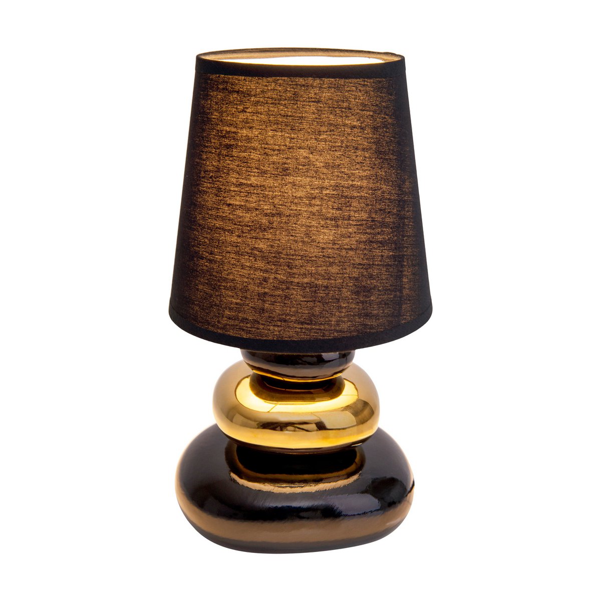 Keramische Tafellamp Stoney Zwart/Goud - 31 cm (E14)