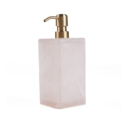 Zeepdispenser van hars roze/wit