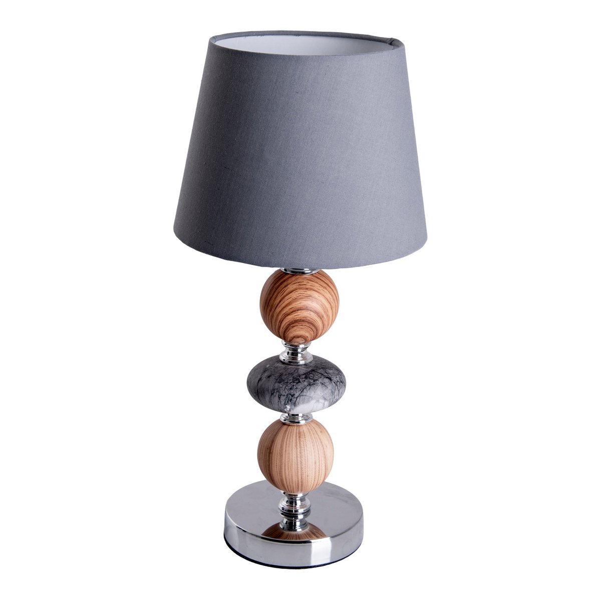 Keramische tafellamp "araga" 36 cm hoog, tafellamp gemaakt van metaal, hout en marmer, met tekstbladen, grijs, met E14 - aansluiting, verlichting voor eetkamer, woonkamer, gang of kantoor - OutHome