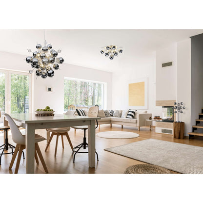 Hanger lamp "explosie" chroom gemaakt van metaal en glas, G9 - versies, hangende lamp voor eetkamer, woonkamer, gang of kantoor, Øca. 65 cm - OutHome