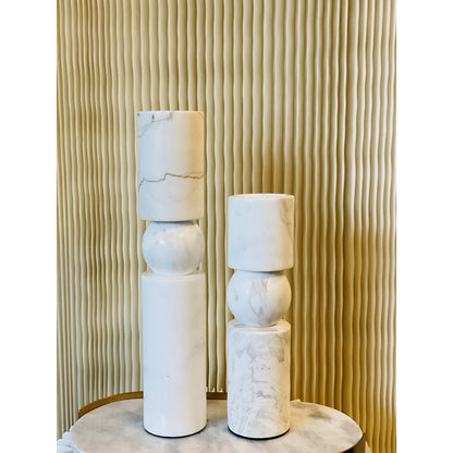 Marmeren kandelaar M wit - 29,5 cm