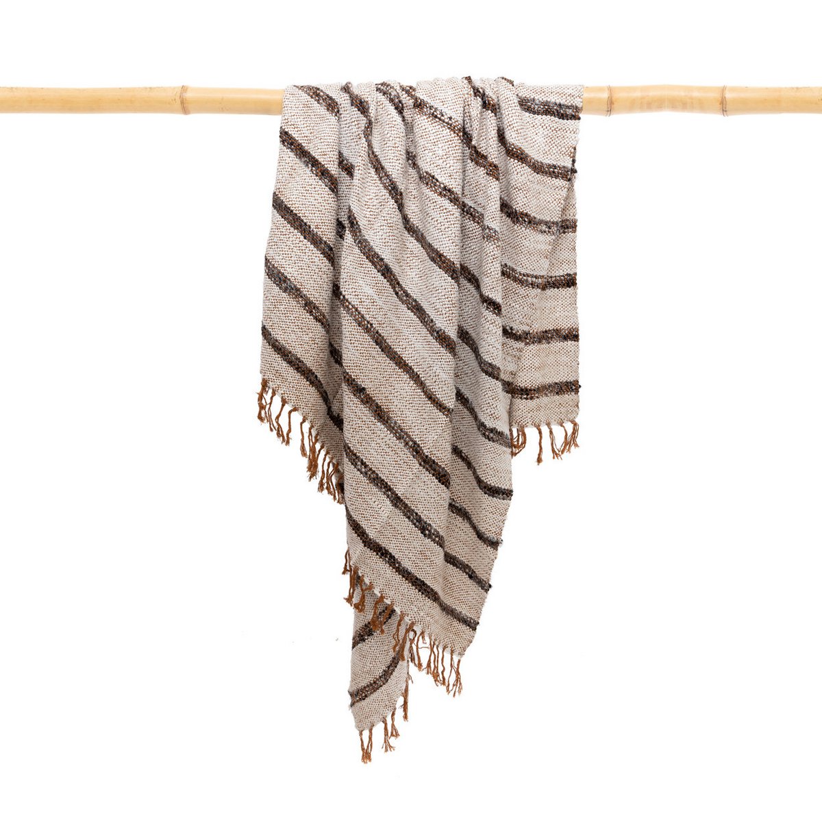 Katoenen plaid S'il vous plaid boheems wit