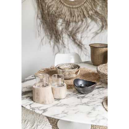Gebrande terracotta kommen zwart (set van 3)