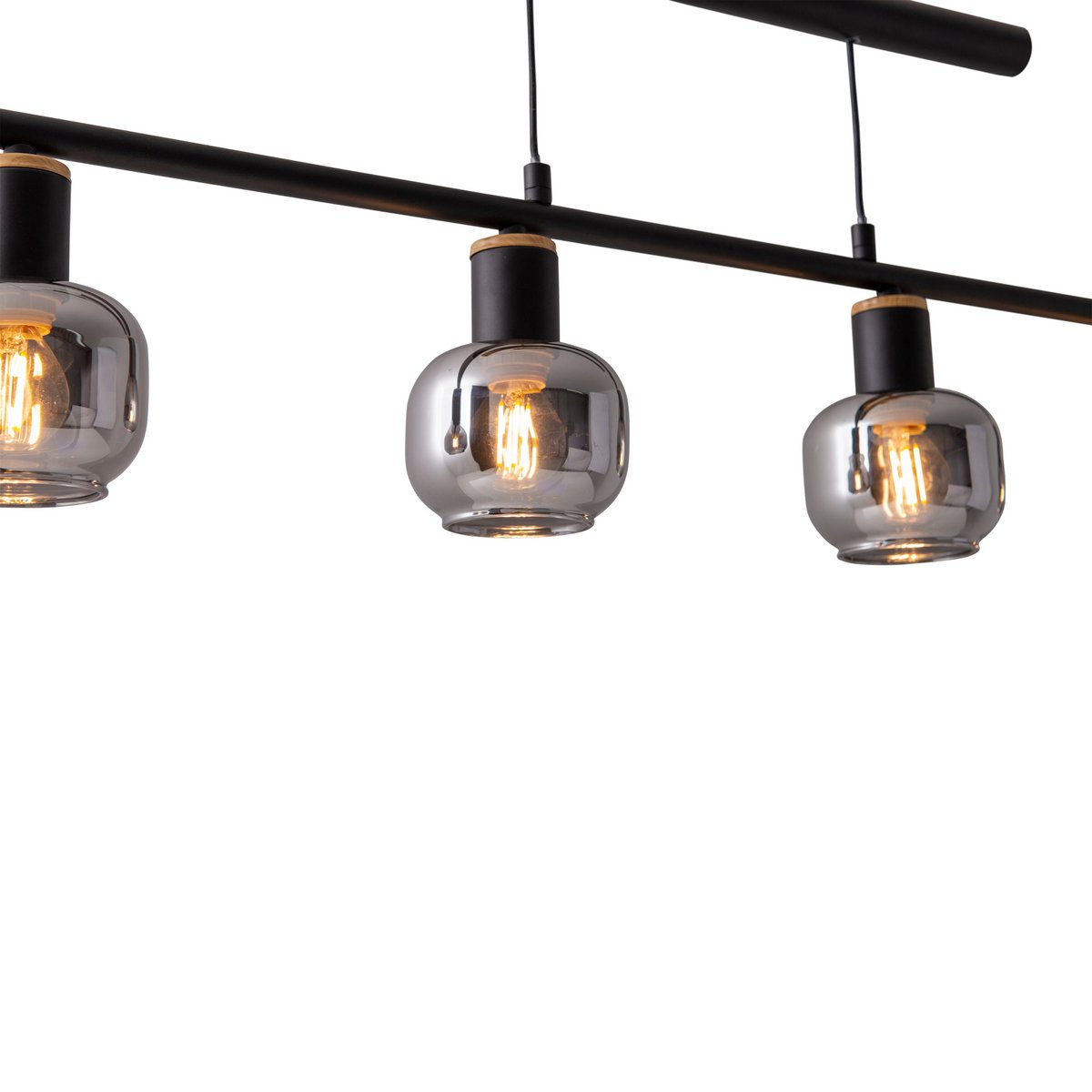 Hanglamp Fumoso 4-Lichts Zwart Rookglas - 78 cm (E14)