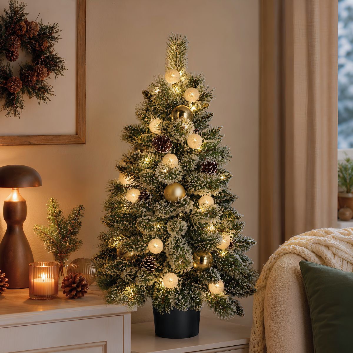 Kunstkerstboom Kaprun Verlicht Groen - 90 cm