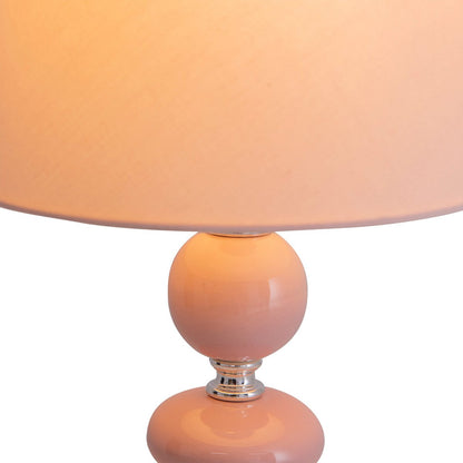 Keramische tafellamp "araga" 36 cm hoog, tafellamp gemaakt van metaal, keramiek, met tekstbladen, roze, met E14 - aansluiting, verlichting voor eetkamer, woonkamer, gang of kantoor, - OutHome