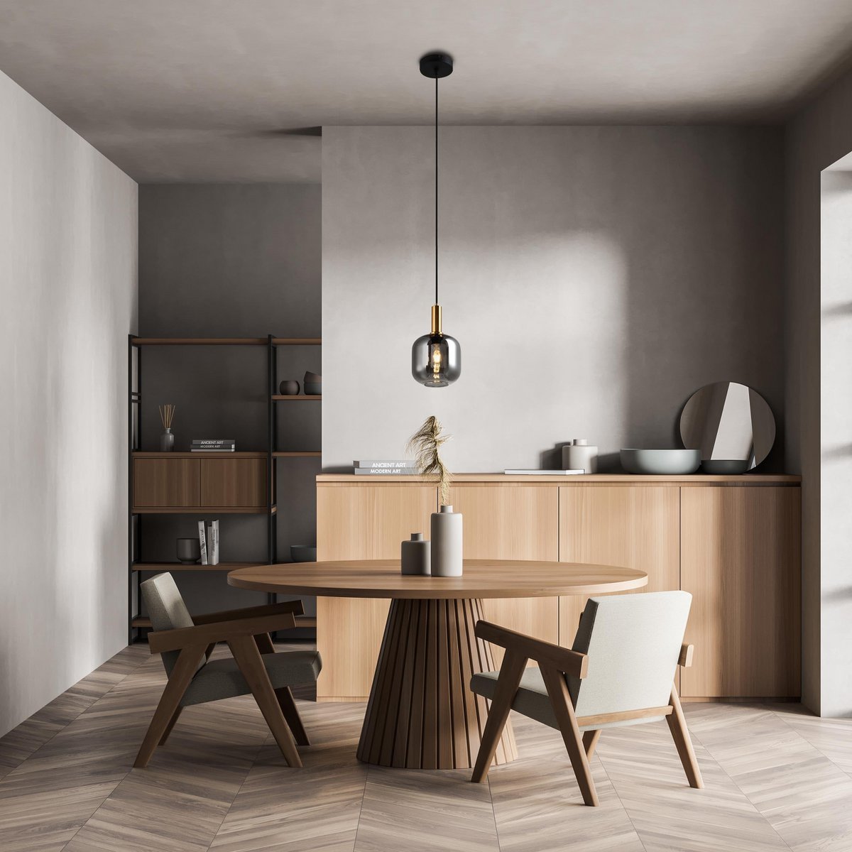 Hanglamp Fumo 1-Lichts Zwart - 150 cm (E14)