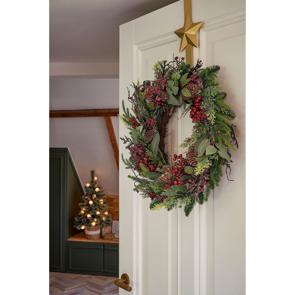 Kerstkrans Bodi Groen/Bordeauxrood - Ø 40 cm