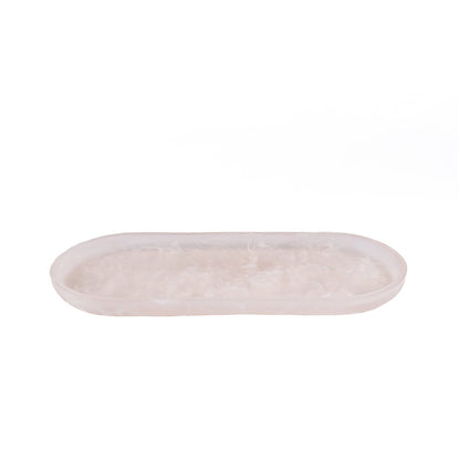 Ovaal bord van hars roze/wit