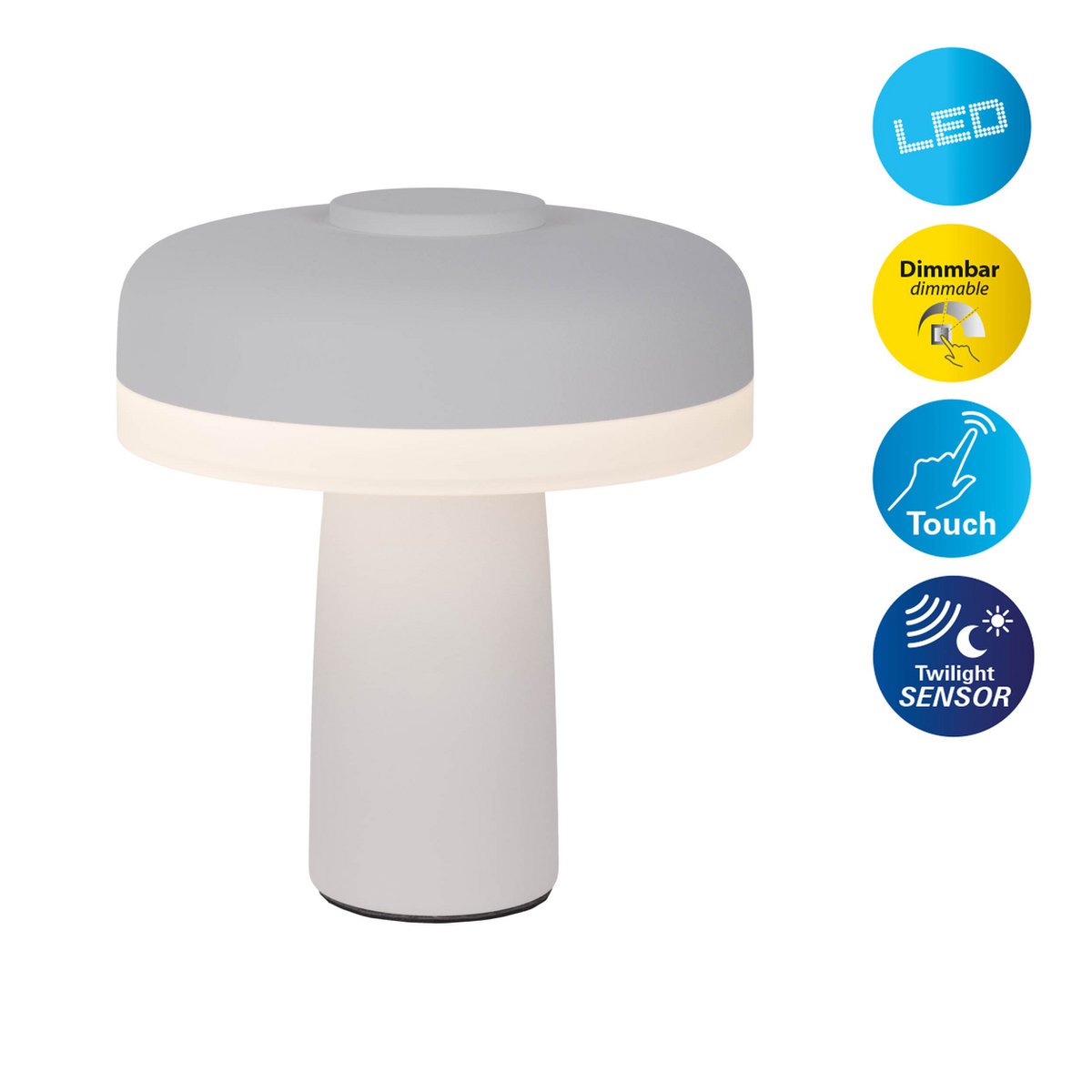 Snoerloze Tafellamp Pilu Wit - 16,5 cm (Touch/Dimbaar)