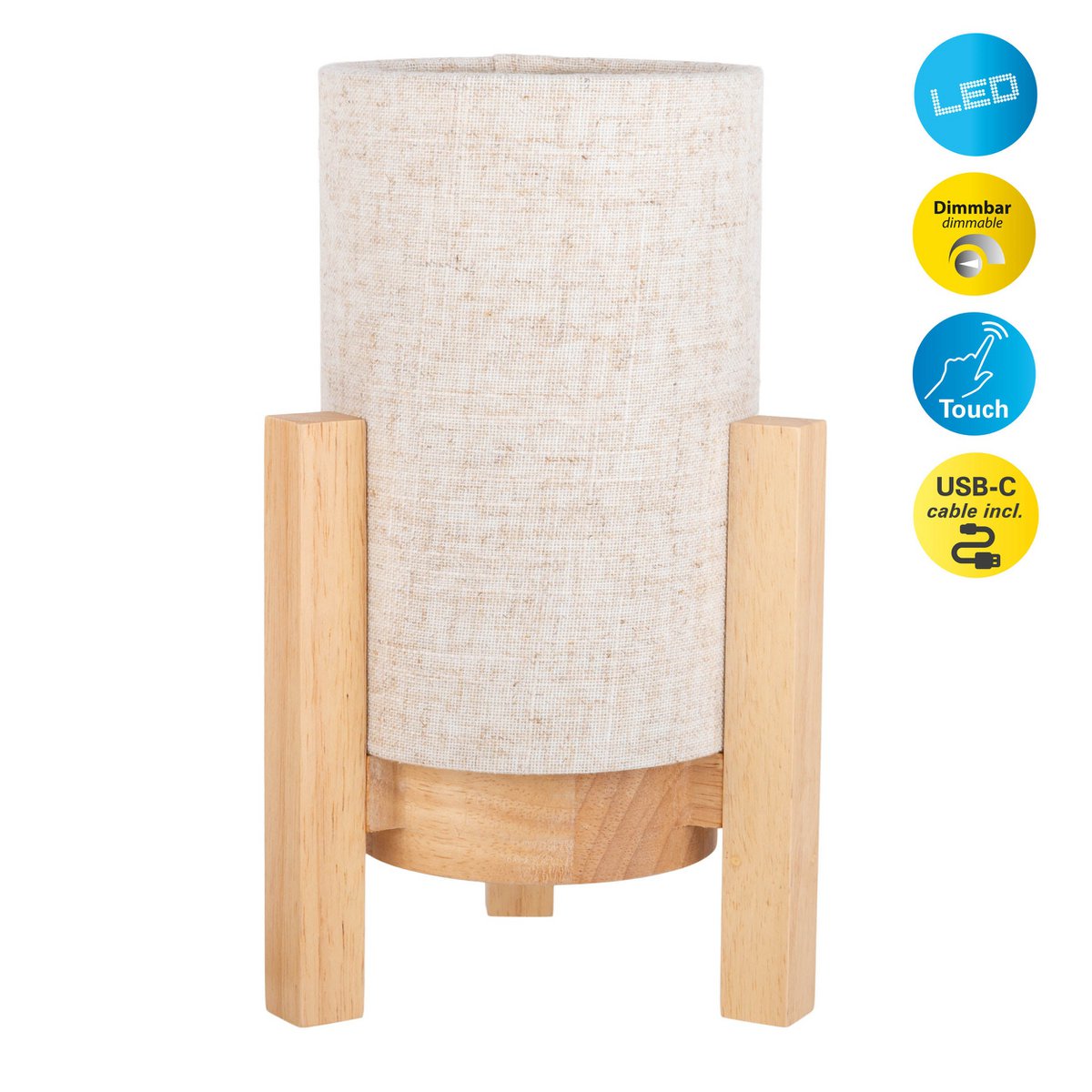 Acculamp Madita Wit/Naturel Touch - 25 cm (Dimbaar)