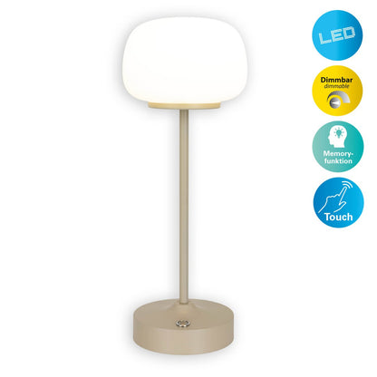 LED Acculamp Pina Beige/Wit Glas - 30 cm