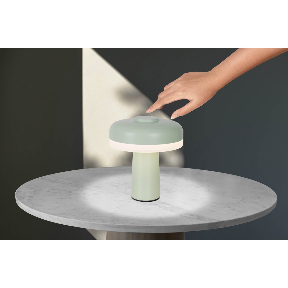 Snoerloze Tafellamp Pilu Mint/Wit - 16,5 cm (Touch/Dimbaar)