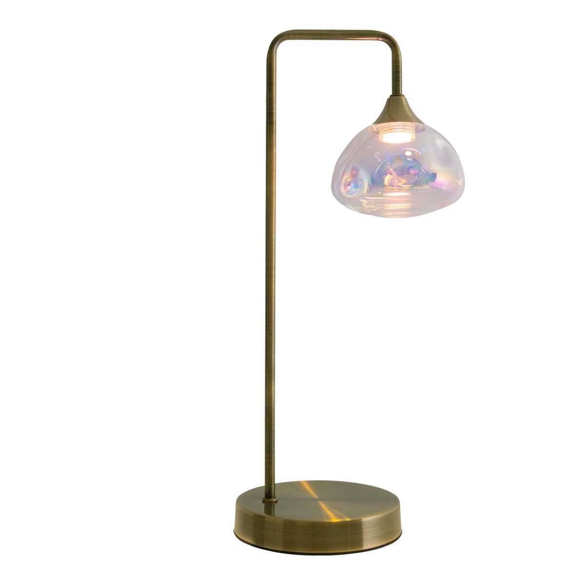 LED - tafellamp "Varna", tafellamp gemaakt van messing - gekleurd metaal en iriserend glas, stevig ingebouwd - in LED's, 45 cm hoog, stijlvolle verlichting voor woonkamer, eetkamer of gang - OutHome