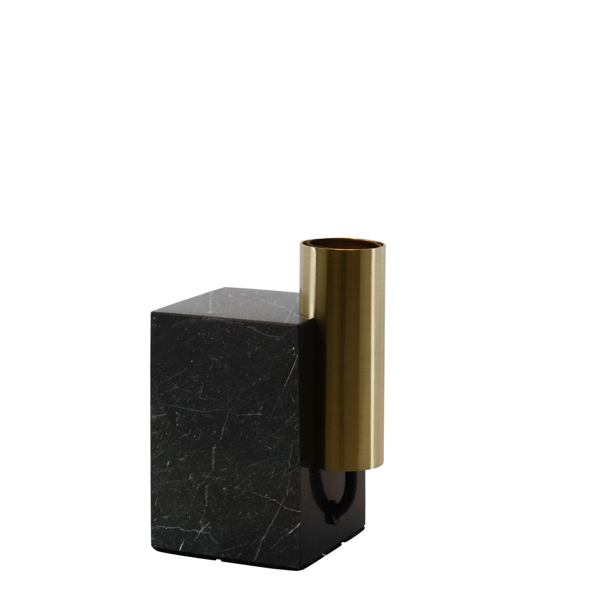 Marmortale lamp "Gemma" 16 cm hoog, gemaakt van marmer en messing gekleurd metaal, E27 - versie, verlichting voor eetkamer, woonkamer, gang of kantoor - OutHome