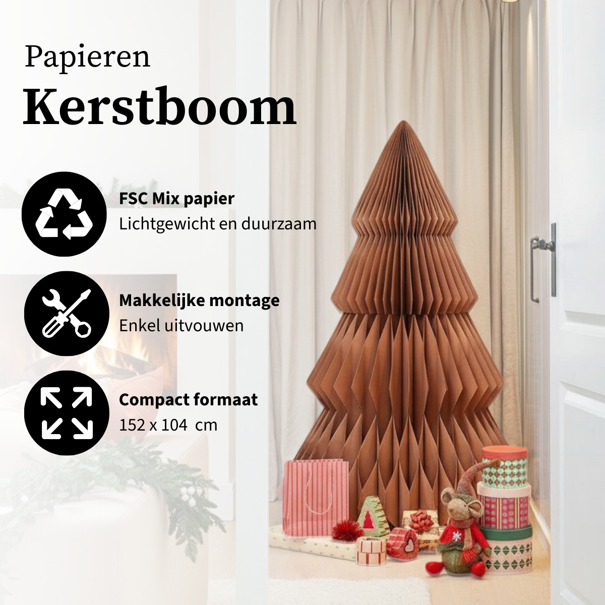 Decoratieve Kerstboom Papier Bruin - 152 cm