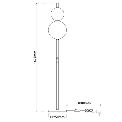 LED Vloerlamp Nova Dimbaar Chroom/Rookglas - 150 cm