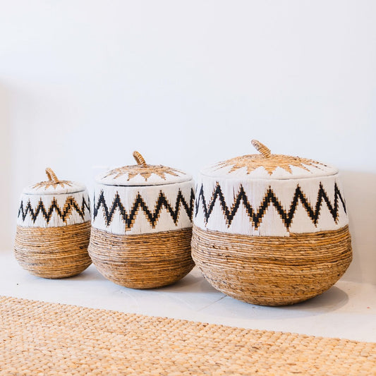 Wasmand Palem Boho met Deksel (3 maten)