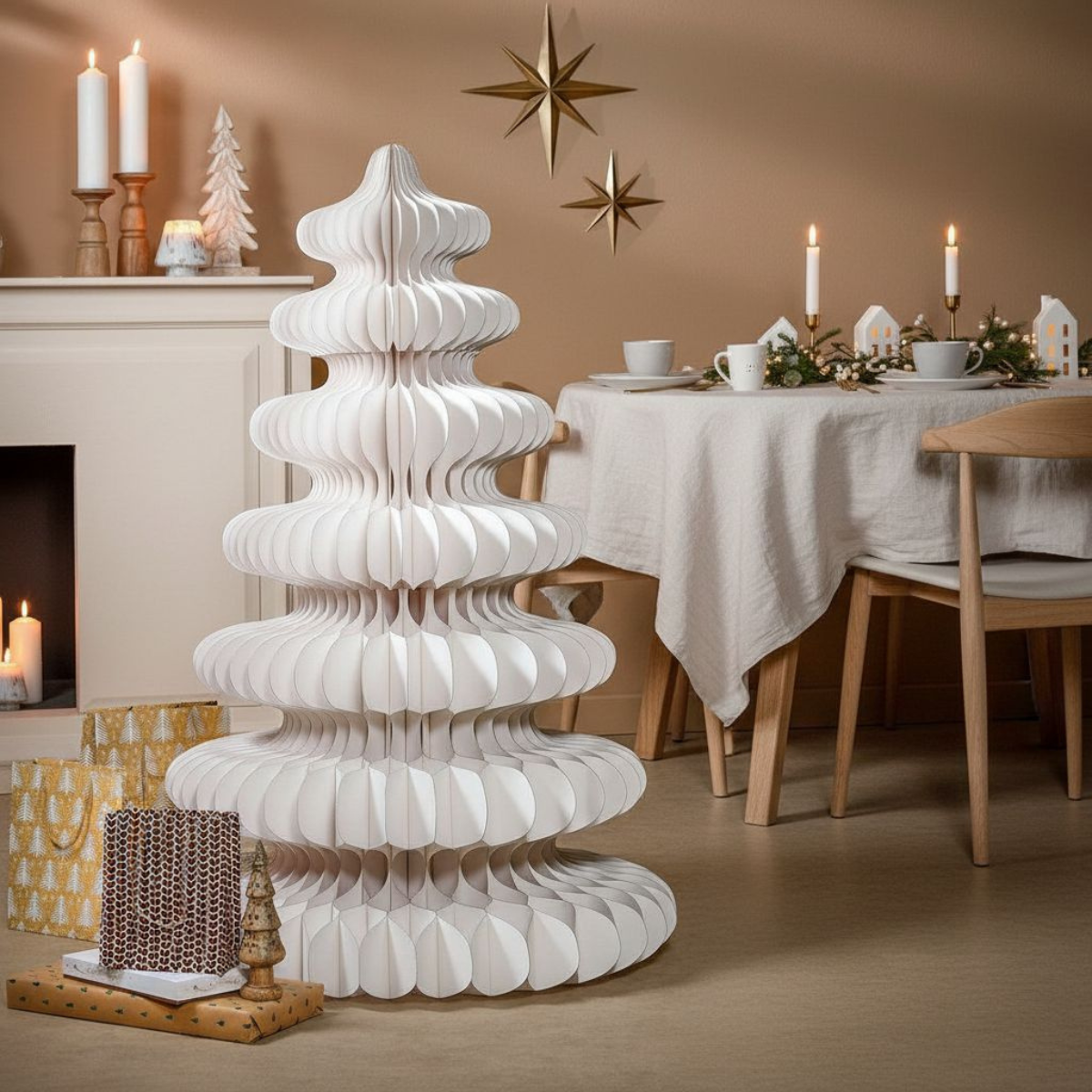 Decoratieve Kerstboom Papier Wit - 152 cm