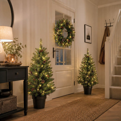 Kerstset Creston Verlicht Groen - 2 × 90 cm + kerstkrans Ø 45 cm