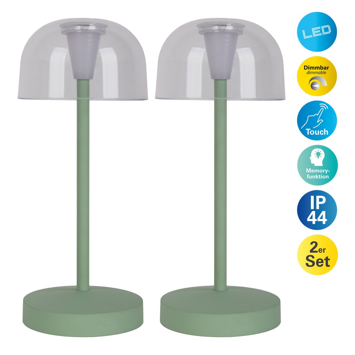 LED Acculamp Gomba Mint (Set van 2) - 18,5 cm