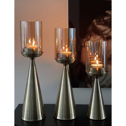 Glazen kandelaar M goud - 45 cm