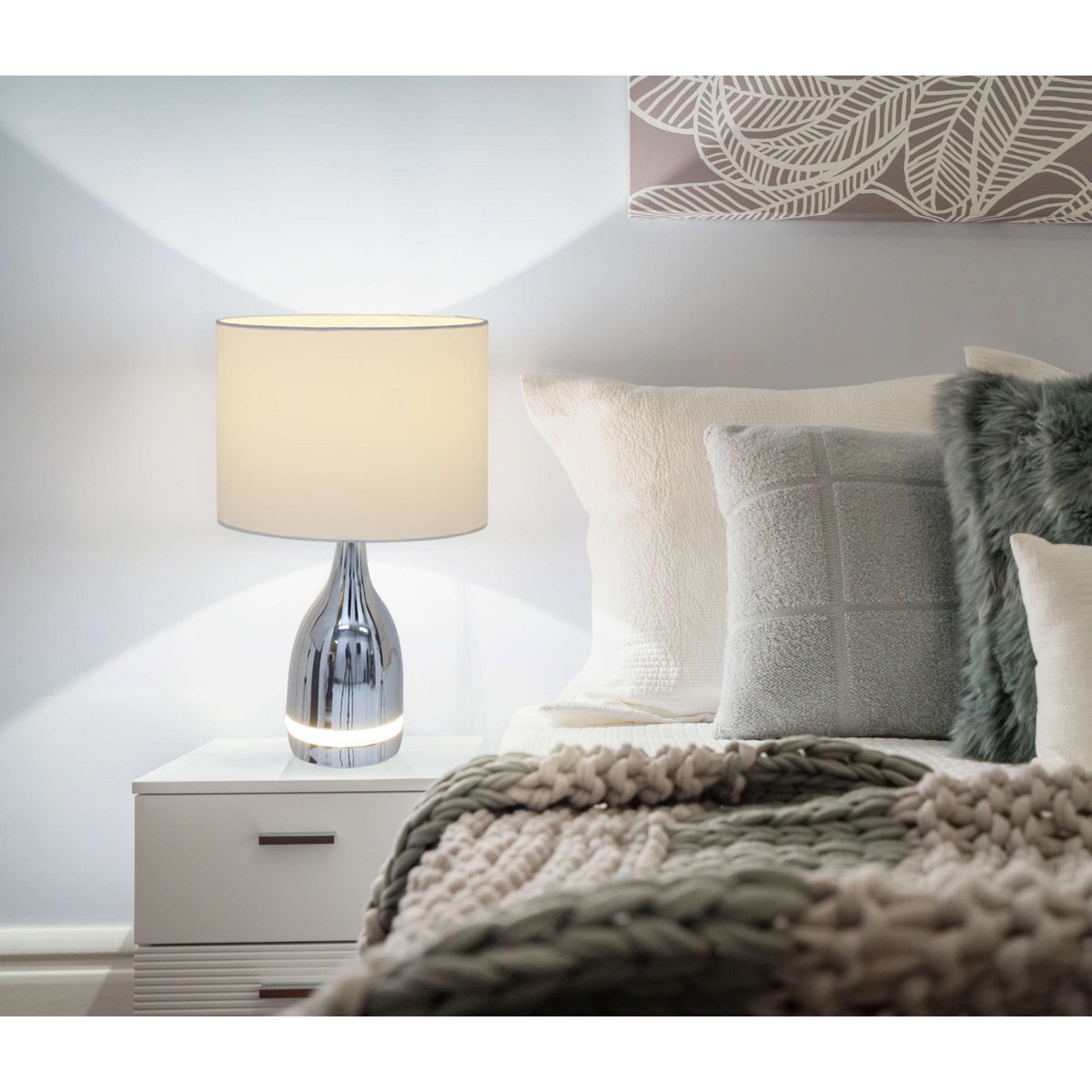 LED Tafellamp Cosima Chroom/Wit - 43,5 cm (E14)