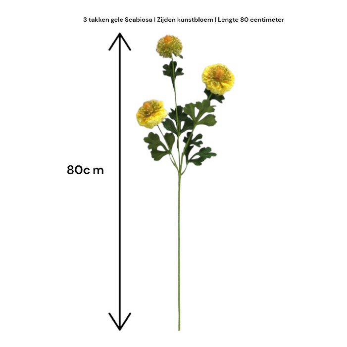 Zijden kunstbloem Scabiosa wit - 80 cm