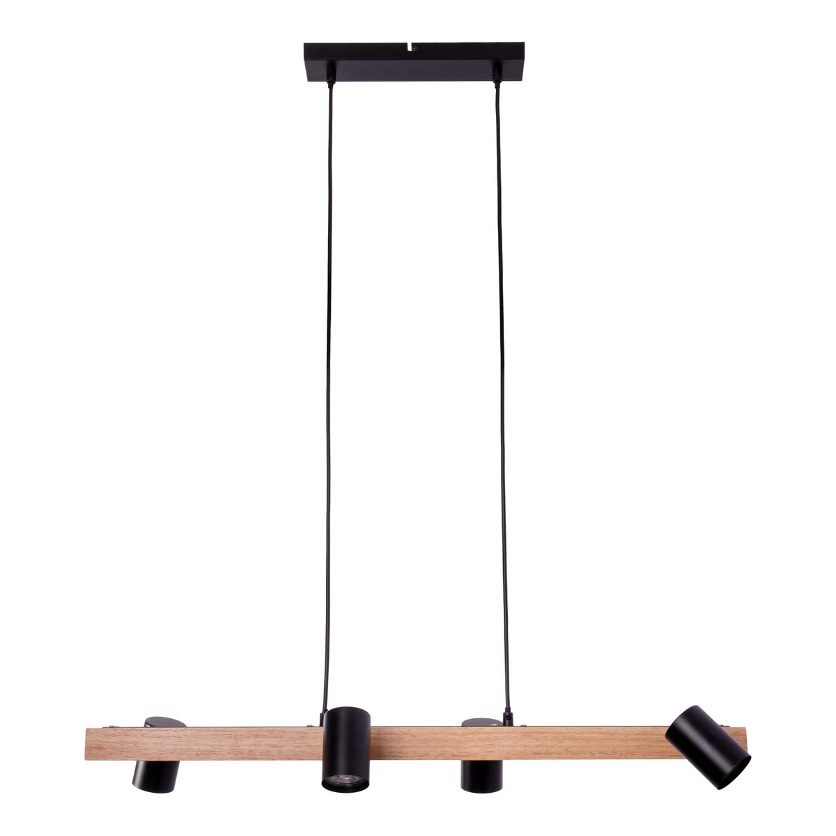 Hanglamp Frida 4-Lichts Zwart/Hout - 80 cm (GU10)
