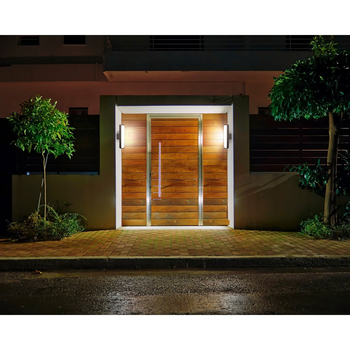 LED - wandlampen "Flair", 30 cm gemaakt van grijs metaal en plastic, met geïntegreerde LED - OutHome