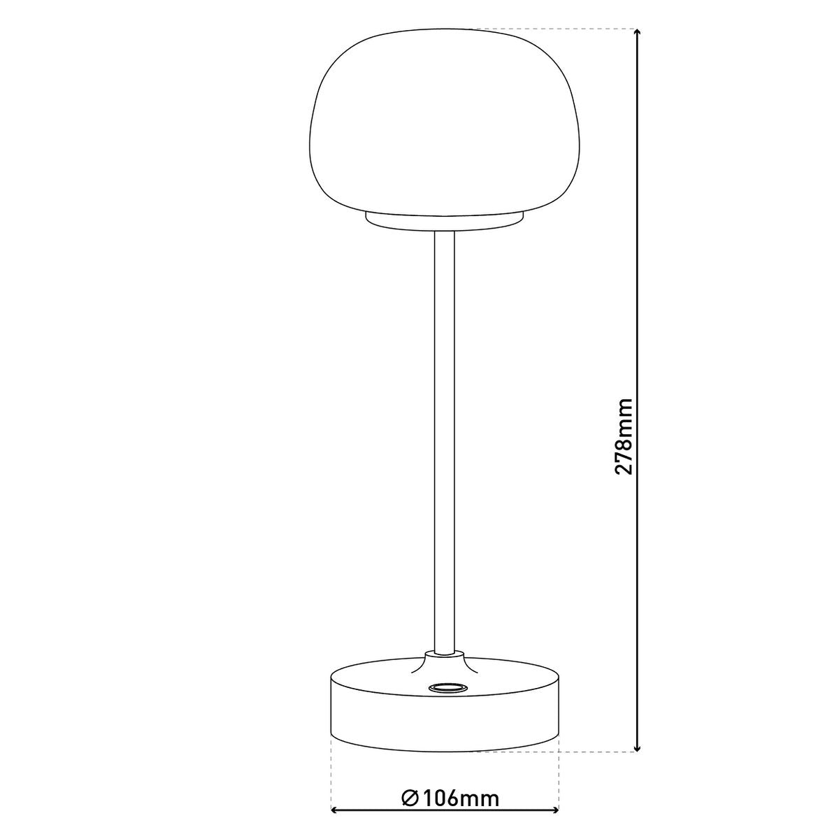 LED Acculamp Pina Wit/Wit Glas - 30 cm