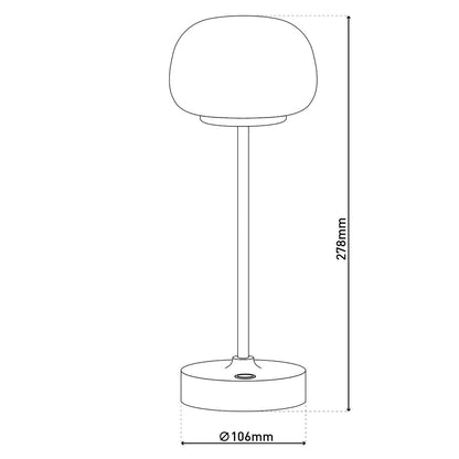 LED Acculamp Pina Wit/Wit Glas - 30 cm
